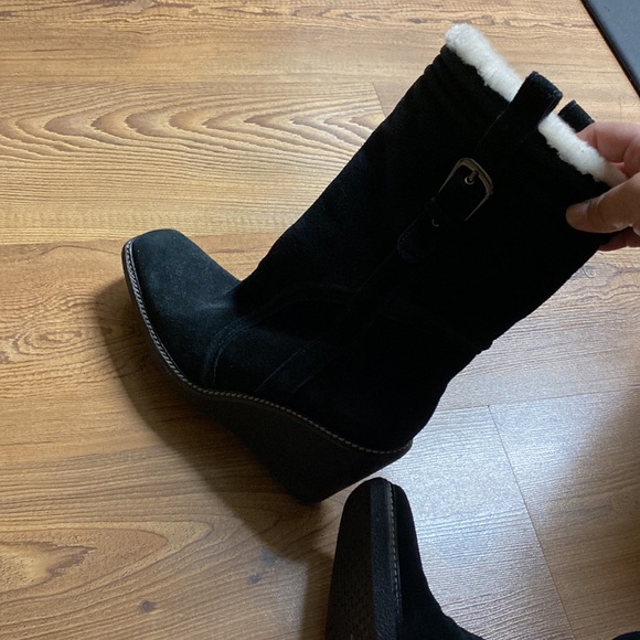 COLE HAAN waterproof Wedge Suede Lined Sherpa On Shaft Mid-Calf Boots - Picture 8 of 12